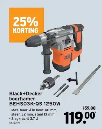 GAMMA Black+Decker boorhamer BEHSO3K-QS 1250W aanbieding