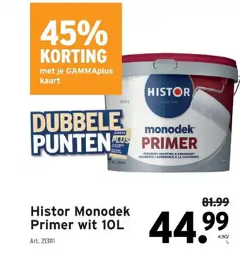 GAMMA Histor Monodek Primer wit 10L aanbieding