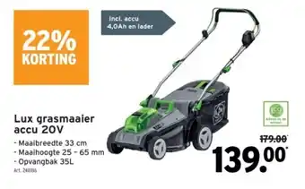 GAMMA Lux grasmaaier accu 20V aanbieding