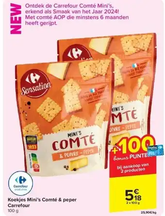 Carrefour Koekjes Mini’s Comté & peper Carrefour aanbieding