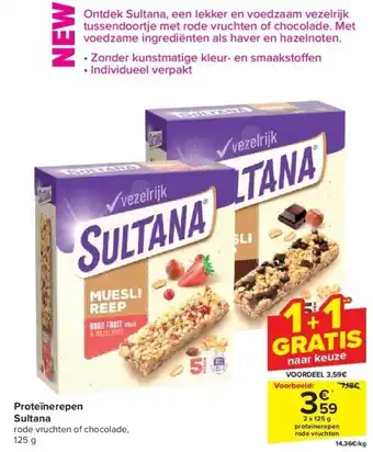 Carrefour Proteïnerepen Sultana aanbieding