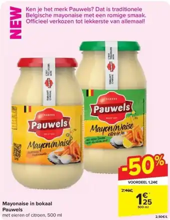 Carrefour Mayonaise in bokaal Pauwels aanbieding