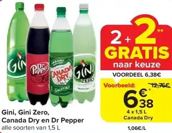 Carrefour Gini, Gini Zero, Canada Dry en Dr Pepper aanbieding