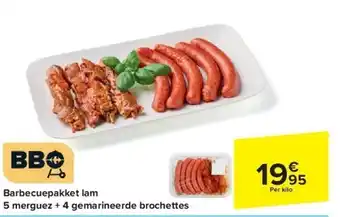 Carrefour Barbecuepakket lam 5 merguez + 4 gemarineerde brochettes aanbieding