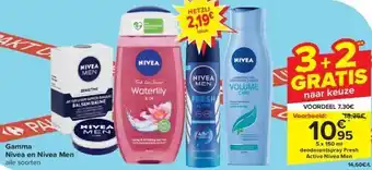 Carrefour Gamma Nivea en Nivea Men aanbieding