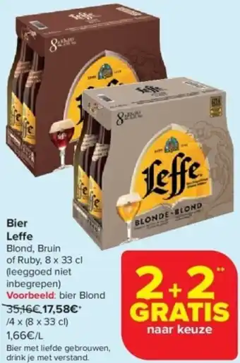 Carrefour Leffe Bier Blond, Bruin of Ruby, 8 x 33 cl aanbieding