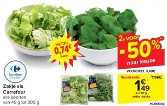 Carrefour Zakje sla 2 x 70g aanbieding