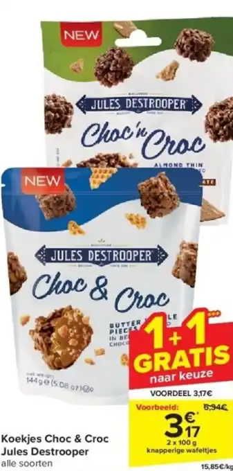 Carrefour Jules Destrooper Koekjes Choc & Croc 2 x 100g aanbieding