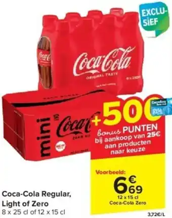 Carrefour Coca-Cola Regular, Light of Zero 12 x 15cl aanbieding