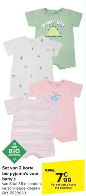 Carrefour Set van 2 korte bio pyjama's voor baby's aanbieding