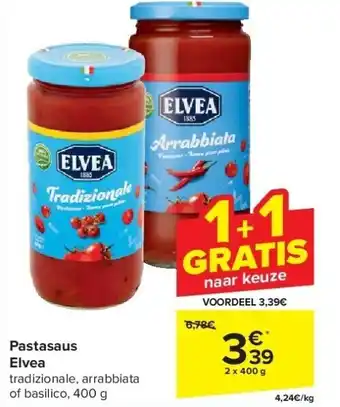 Carrefour Pastasaus Elvea aanbieding