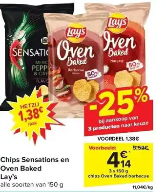 Carrefour Chips Sensations en Oven Baked Lay’s aanbieding
