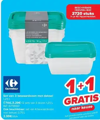Carrefour Set van 3 bewaardozen met deksel aanbieding