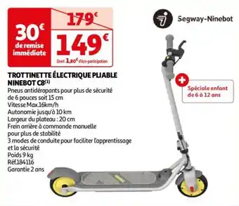 Auchan TROTTINETTE ÉLECTRIQUE PLIABLE NINEBOT C8¹ aanbieding