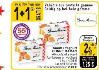 Cora Yaourt Yoghurt BONNE MAMAN 2x 2x125g aanbieding