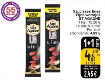 Saucisses fines Fijne worstjes ST AGAÛNE 2X160 G