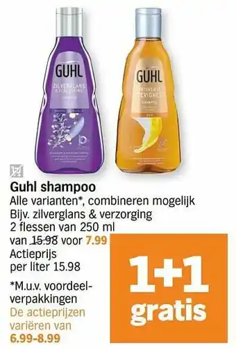 Albert Heijn Guhl shampoo zilverglans + verzorging aanbieding