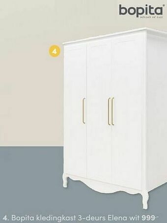 Baby & Tiener Bopita kledingkast 3-deurs elena wit aanbieding
