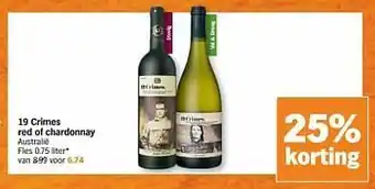 Albert Heijn 19 crimes red of chardonnay australië aanbieding