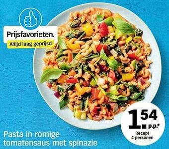 Albert Heijn Pasta in romige tomatensaus met spinazie aanbieding