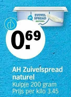 Albert Heijn Ah zuivelspread naturel aanbieding