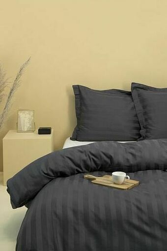 HEMA HEMA Dekbedovertrek - Hotel Katoen Satijn - Streep Grijs (grijs) aanbieding