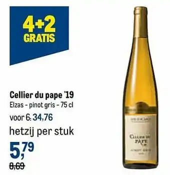 Makro Cellier du pape `19 elzas - pinot gris aanbieding