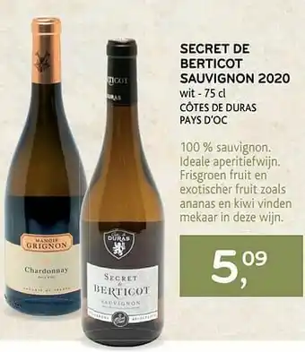 Secret de berticot sauvignon 2020 wit