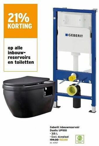 GAMMA Geberit inbouwreservoir duofix up100 aanbieding