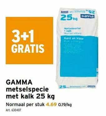 GAMMA Gamma metselspecie met kalk aanbieding