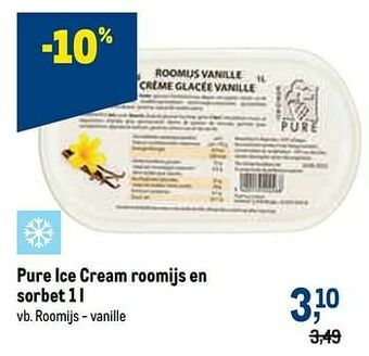 Makro Pure ice cream roomijs en sorbet roomijs - vanille aanbieding
