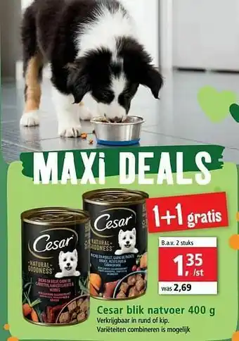 Maxi Zoo Cesar blik natvoer aanbieding
