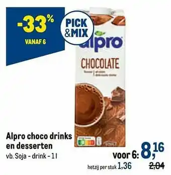 Makro Alpro choco drinks en desserten soja - drink aanbieding