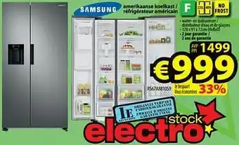 ElectroStock Samsung amerikaanse koelkast - réfrigérateur américain rs67a8810s9 aanbieding