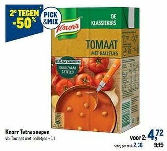 Makro Knorr tetra soepen tomaat met balletjes aanbieding