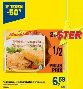 Makro Maiski gepaneerde kipproducten tomaat-mozzarella aanbieding
