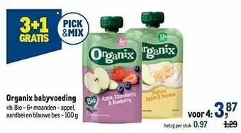 Makro Organix babyvoeding bio - 6+ maanden - appel, aardbei en blauwe bes aanbieding