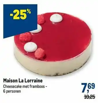 Makro Maison la lorraine cheesecake met framboos aanbieding