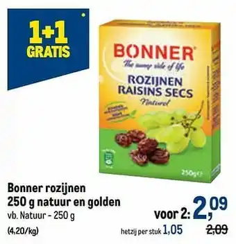 Bonner rozijnen 250 g natuur en golden