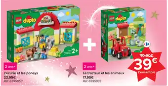 Carrefour L'ecurie et les poneys + Le tracteur et les animaux aanbieding