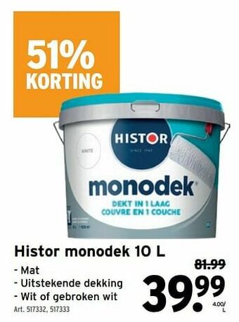 GAMMA Histor monodek aanbieding