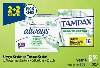 Makro Always maandverband - cotton long+ aanbieding