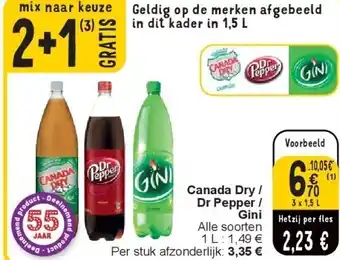 Cora Canada Dry / Dr Pepper / Gini aanbieding