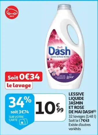 Auchan LESSIVE LIQUIDE JASMIN ET ROSE DE MAI DASH aanbieding