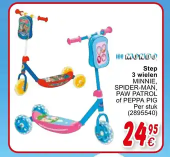 Cora Step 3 wielen Minnie, Spider-Man, Paw Patrol of Peppa Pig aanbieding