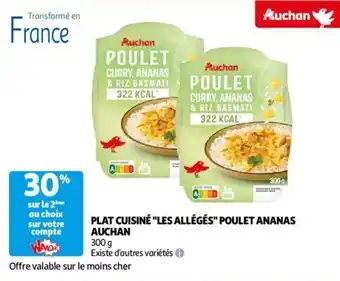 Auchan PLAT CUISINE LES ALLÉGÉS POULET ANANAS AUCHAN 300g aanbieding