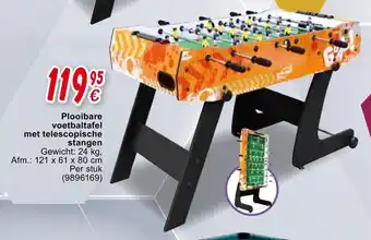 Plooibare voetbaltafel met telescopische stangen Gewicht: 24 kg, Afm.: 121 x 61 x 80 cm