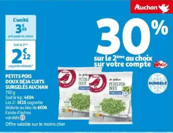 Auchan PETITS POIS DOUX DÉJA CUITS SURGELÉS 750g aanbieding