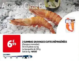 Auchan 2 GAMBAS SAUVAGES CUITES RÉFRIGÉRÉES aanbieding