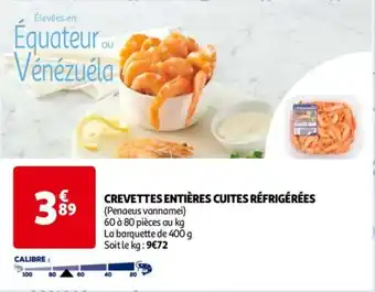 Auchan CREVETTES ENTIÈRES CUITES RÉFRIGÉRÉES aanbieding
